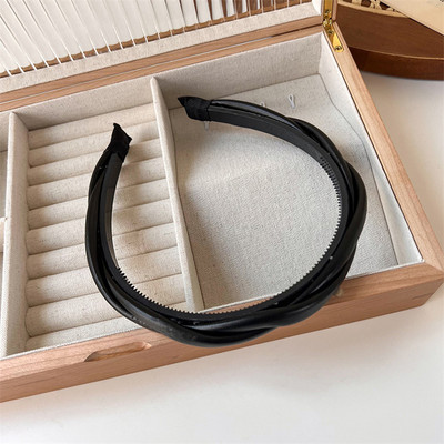 New Trend Piele Twist Bentiță pentru femei Retro PU împletit Bentita 2022 Vara Femeii Agrafe de păr