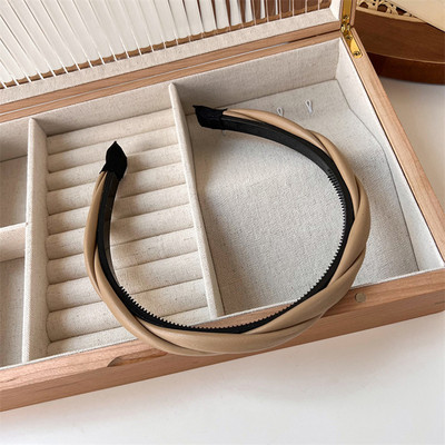 New Trend Piele Twist Bentiță pentru femei Retro PU împletit Bentita 2022 Vara Femeii Agrafe de păr