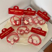 2 buc/lot Roșu drăguț ursuleț iepure frânghie de păr fetiță dulce acrilic iepuraș benzi elastice pentru păr de Anul Nou accesorii de păr toaletă