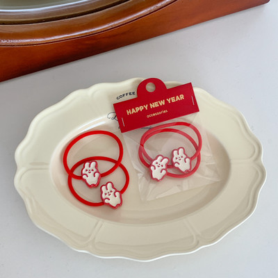 2 buc/lot Roșu drăguț ursuleț iepure frânghie de păr fetiță dulce acrilic iepuraș benzi elastice pentru păr de Anul Nou accesorii de păr toaletă