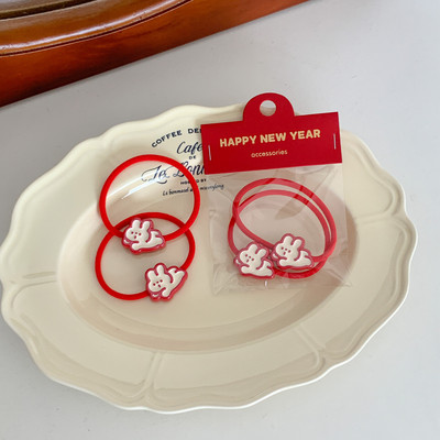 2 buc/lot Roșu drăguț ursuleț iepure frânghie de păr fetiță dulce acrilic iepuraș benzi elastice pentru păr de Anul Nou accesorii de păr toaletă