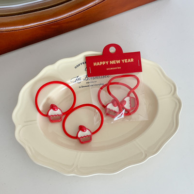 2 buc/lot Roșu drăguț ursuleț iepure frânghie de păr fetiță dulce acrilic iepuraș benzi elastice pentru păr de Anul Nou accesorii de păr toaletă