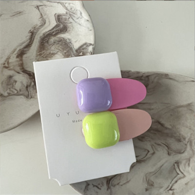 2 buc/lot agrafă drăguță din rășină pentru fetiță dulce agrafă de păr pentru copii, culoare bomboană, pătrat rotund, agrafe de păr, bijuterii de petrecere