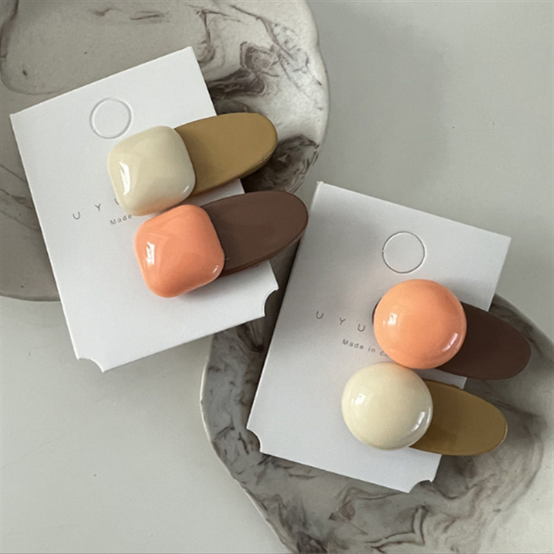 2 buc/lot agrafă drăguță din rășină pentru fetiță dulce agrafă de păr pentru copii, culoare bomboană, pătrat rotund, agrafe de păr, bijuterii de petrecere