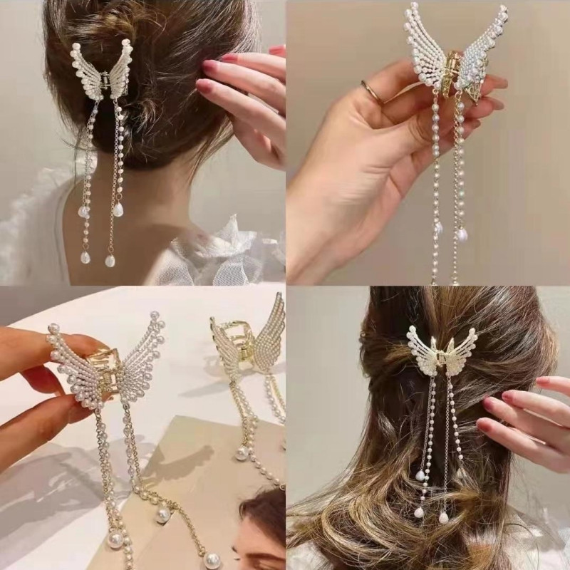 Nou stil chinezesc Cristal fluture ciucuri ac de păr femei accesorii de păr de lux perle pentru păr gheare accesorii pentru cap Agrafă de păr