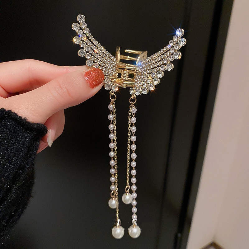 Nou stil chinezesc Cristal fluture ciucuri ac de păr femei accesorii de păr de lux perle pentru păr gheare accesorii pentru cap Agrafă de păr