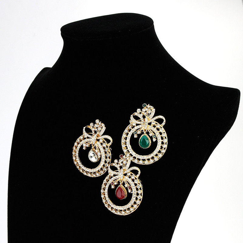 Sunspicems Ace de broșă cu flori pentru femei de culoare aurie cu stras complet Maroc, bijuterii etnice de nuntă, cadou arab Bijoux