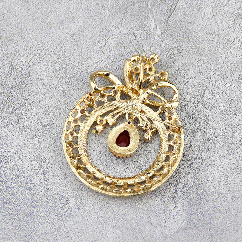 Sunspicems Ace de broșă cu flori pentru femei de culoare aurie cu stras complet Maroc, bijuterii etnice de nuntă, cadou arab Bijoux