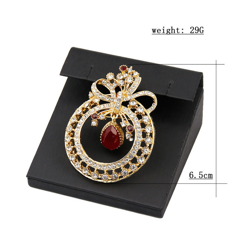 Sunspicems Ace de broșă cu flori pentru femei de culoare aurie cu stras complet Maroc, bijuterii etnice de nuntă, cadou arab Bijoux