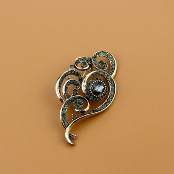 Sunspicems Elegent Bohemia Women Brooch Grey Crystal Retor Gold Color Етнически турски сватбени бижута Кафтан Хиджаб Шал игли