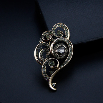 Sunspicems Elegent Bohemia Women Brooch Grey Crystal Retor Gold Color Етнически турски сватбени бижута Кафтан Хиджаб Шал игли