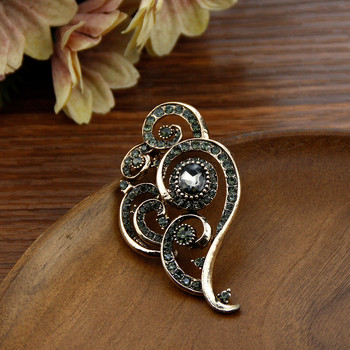 Sunspicems Elegent Bohemia Women Brooch Grey Crystal Retor Gold Color Етнически турски сватбени бижута Кафтан Хиджаб Шал игли