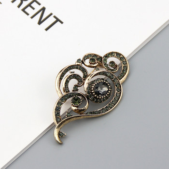 Sunspicems Elegent Bohemia Women Brooch Grey Crystal Retor Gold Color Етнически турски сватбени бижута Кафтан Хиджаб Шал игли