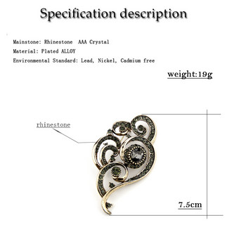 Sunspicems Elegent Bohemia Women Brooch Grey Crystal Retor Gold Color Етнически турски сватбени бижута Кафтан Хиджаб Шал игли