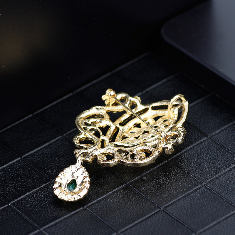 SUNSPICEMS Broșă etnică arabă de culoare aurie, cristal complet, Maroc, femei, bijuterii de mireasă, caftan, broșe, hijab, broșe, ac cu ridicata