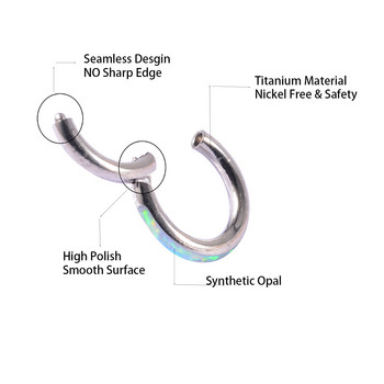 1 бр G23 Титаниев опал пръстен за нос Обръч Labret Ухо Tragus Helix хрущял Daith Обеца Шарнирен сегмент Преграда Clicker Пиърсинг 16g