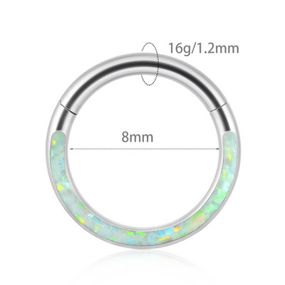 1 kom G23 titanium opal prsten za nos, prsten za uho, tragus, heliks, hrskavica, naušnica, zglobni segment, septum, kliker piercing 16 g