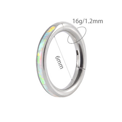 1 kom G23 titanium opal prsten za nos, prsten za uho, tragus, heliks, hrskavica, naušnica, zglobni segment, septum, kliker piercing 16 g