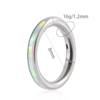 1 kom G23 titanium opal prsten za nos, prsten za uho, tragus, heliks, hrskavica, naušnica, zglobni segment, septum, kliker piercing 16 g