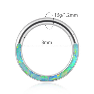 1 kom G23 titanium opal prsten za nos, prsten za uho, tragus, heliks, hrskavica, naušnica, zglobni segment, septum, kliker piercing 16 g