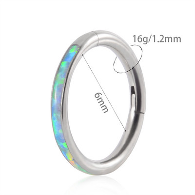 1 kom G23 titanium opal prsten za nos, prsten za uho, tragus, heliks, hrskavica, naušnica, zglobni segment, septum, kliker piercing 16 g