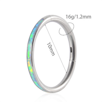 1 kom G23 titanium opal prsten za nos, prsten za uho, tragus, heliks, hrskavica, naušnica, zglobni segment, septum, kliker piercing 16 g