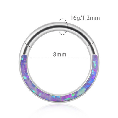 1 kom G23 titanium opal prsten za nos, prsten za uho, tragus, heliks, hrskavica, naušnica, zglobni segment, septum, kliker piercing 16 g