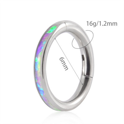 1 kom G23 titanium opal prsten za nos, prsten za uho, tragus, heliks, hrskavica, naušnica, zglobni segment, septum, kliker piercing 16 g