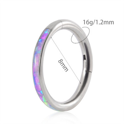 1 kom G23 titanium opal prsten za nos, prsten za uho, tragus, heliks, hrskavica, naušnica, zglobni segment, septum, kliker piercing 16 g