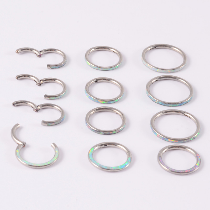 1 kom G23 titanium opal prsten za nos, prsten za uho, tragus, heliks, hrskavica, naušnica, zglobni segment, septum, kliker piercing 16 g