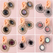 PERECHE Ureche Greutate Plug Fermecătoare Floare de Lotus Vintage Surya Hoop Moda Alamă Tribal Indian Spiral Cercei Piercing Bijuterii