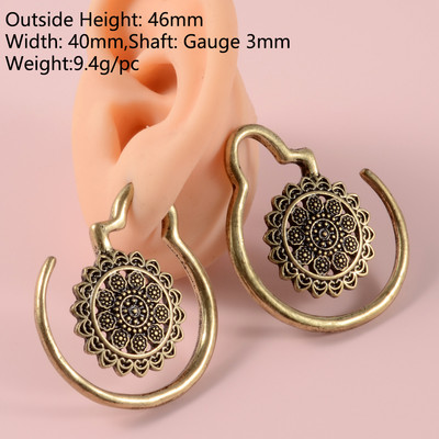 PERECHE Ureche Greutate Plug Fermecătoare Floare de Lotus Vintage Surya Hoop Moda Alamă Tribal Indian Spiral Cercei Piercing Bijuterii