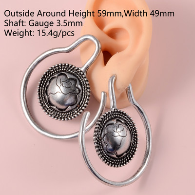 PERECHE Ureche Greutate Plug Fermecătoare Floare de Lotus Vintage Surya Hoop Moda Alamă Tribal Indian Spiral Cercei Piercing Bijuterii