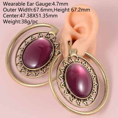 PERECHE Ureche Greutate Plug Fermecătoare Floare de Lotus Vintage Surya Hoop Moda Alamă Tribal Indian Spiral Cercei Piercing Bijuterii