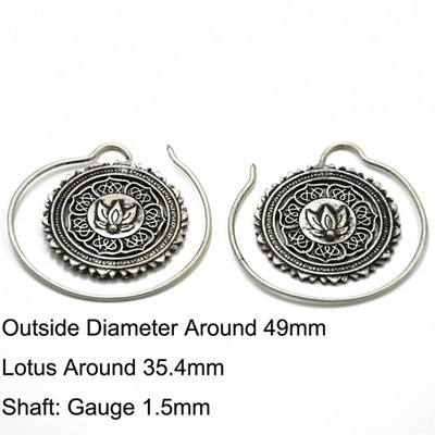 PERECHE Ureche Greutate Plug Fermecătoare Floare de Lotus Vintage Surya Hoop Moda Alamă Tribal Indian Spiral Cercei Piercing Bijuterii
