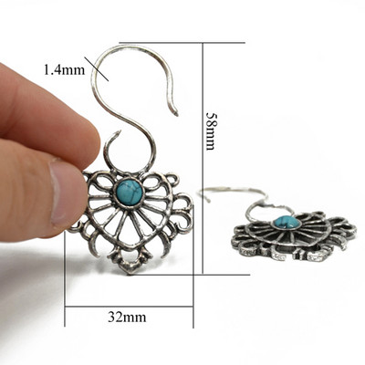 PERECHE Ureche Greutate Plug Fermecătoare Floare de Lotus Vintage Surya Hoop Moda Alamă Tribal Indian Spiral Cercei Piercing Bijuterii