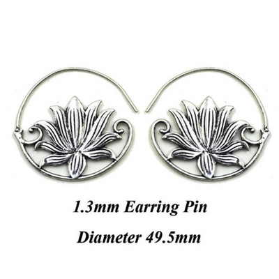PERECHE Ureche Greutate Plug Fermecătoare Floare de Lotus Vintage Surya Hoop Moda Alamă Tribal Indian Spiral Cercei Piercing Bijuterii