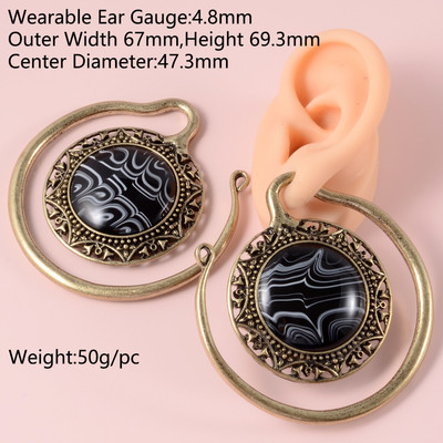 PERECHE Ureche Greutate Plug Fermecătoare Floare de Lotus Vintage Surya Hoop Moda Alamă Tribal Indian Spiral Cercei Piercing Bijuterii