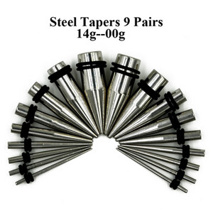 18 buc. Kit de întindere a urechii anodizate cu titan, expansor de calibre, Piercing simplu și dublu, dopuri pentru tunel de carne pentru ureche, bijuterii pentru corp