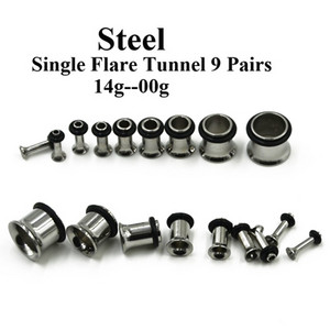 18 buc. Kit de întindere a urechii anodizate cu titan, expansor de calibre, Piercing simplu și dublu, dopuri pentru tunel de carne pentru ureche, bijuterii pentru corp