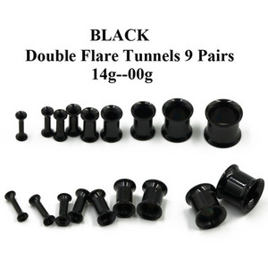 18 buc. Kit de întindere a urechii anodizate cu titan, expansor de calibre, Piercing simplu și dublu, dopuri pentru tunel de carne pentru ureche, bijuterii pentru corp