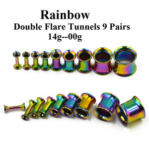 18 buc. Kit de întindere a urechii anodizate cu titan, expansor de calibre, Piercing simplu și dublu, dopuri pentru tunel de carne pentru ureche, bijuterii pentru corp