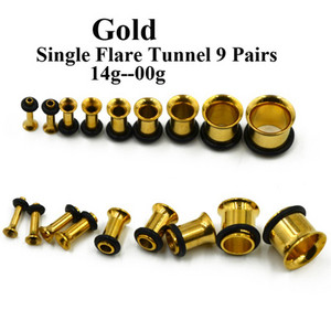 18 buc. Kit de întindere a urechii anodizate cu titan, expansor de calibre, Piercing simplu și dublu, dopuri pentru tunel de carne pentru ureche, bijuterii pentru corp