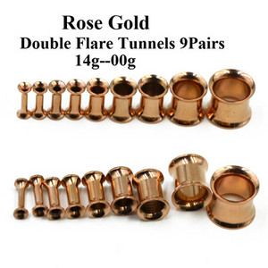 18 buc. Kit de întindere a urechii anodizate cu titan, expansor de calibre, Piercing simplu și dublu, dopuri pentru tunel de carne pentru ureche, bijuterii pentru corp