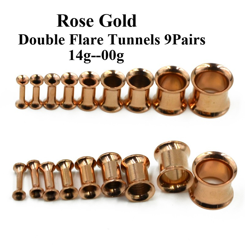 18 buc. Kit de întindere a urechii anodizate cu titan, expansor de calibre, Piercing simplu și dublu, dopuri pentru tunel de carne pentru ureche, bijuterii pentru corp
