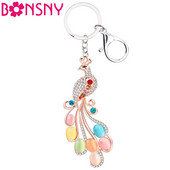 Bonsny Strass Opal Păun Breloc Breloc Geantă Decor Breloc Metal Breloc Nouă Moda Bijuterii Animale pentru Femei