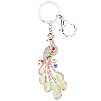 Bonsny Strass Opal Păun Breloc Breloc Geantă Decor Breloc Metal Breloc Nouă Moda Bijuterii Animale pentru Femei