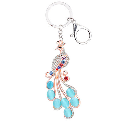 Bonsny Strass Opal Păun Breloc Breloc Geantă Decor Breloc Metal Breloc Nouă Moda Bijuterii Animale pentru Femei