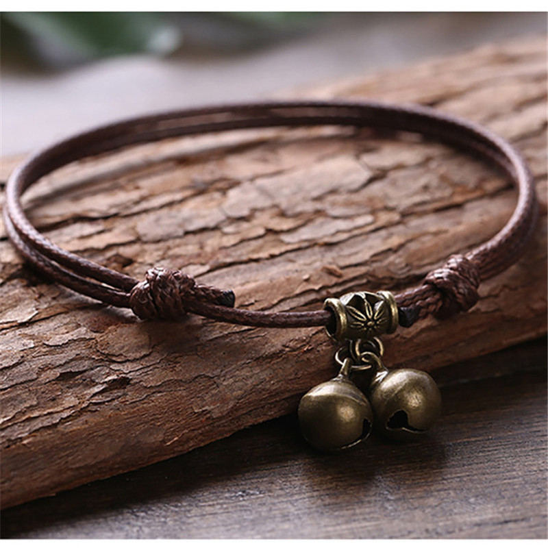 Brățară cu farmec cafea roșie și ceară neagră frânghie gleznă desculț sandale accesorii lanț pentru picioare bijuterii glezne pentru femei bărbați cadou