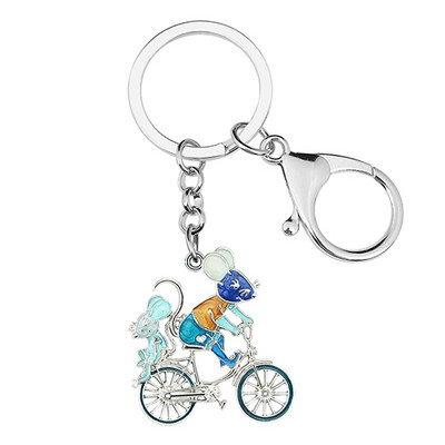 BONSNY κράμα σμάλτου Floral Cute Cycling Rat Μπρελόκ Ποδήλατο Δαχτυλίδι Αξεσουάρ τσάντα χειρός Μπρελόκ Πρωτοτυπία κοσμήματα για γυναίκες